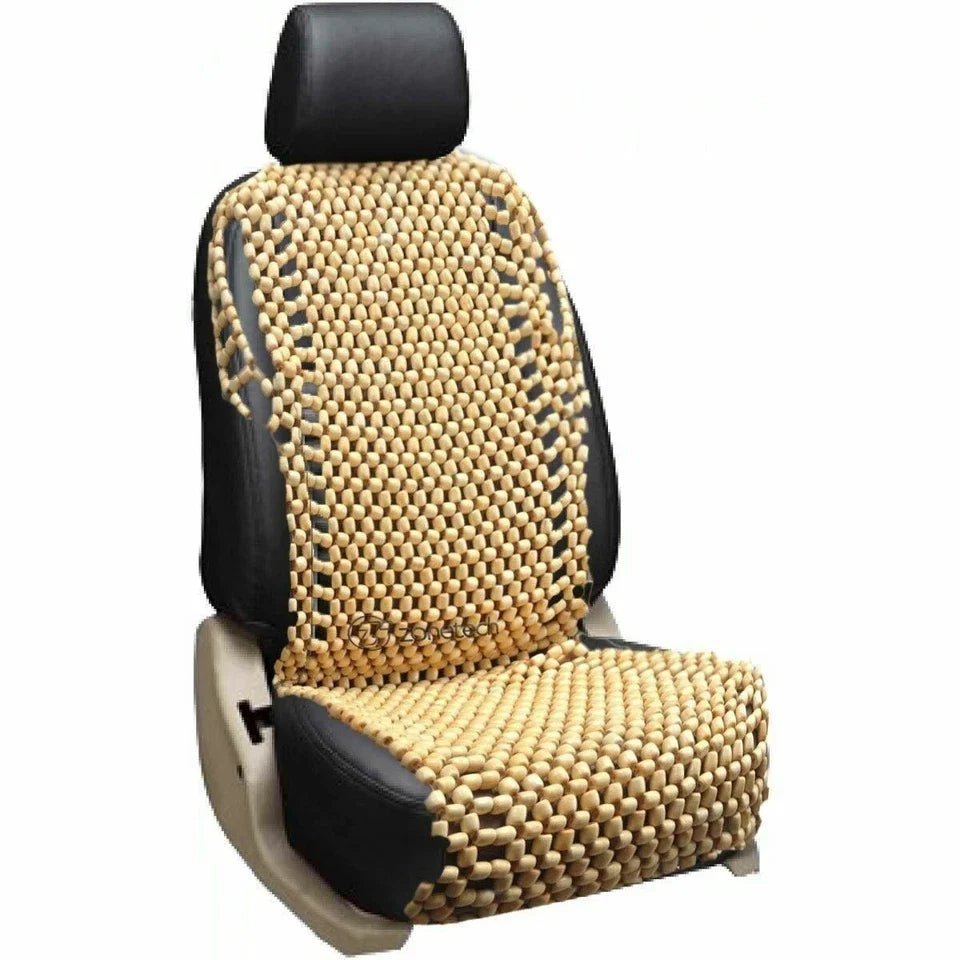 Zone Tech Natural Wooden Beaded Car Seat Cover Massage Cool Cushion